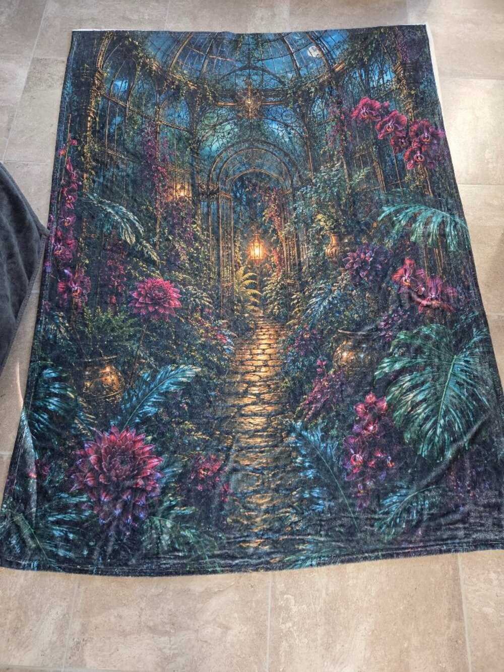 Dark Gothic Garden Plush Blanket 57x78 Greenhouse Floral Factory Imperfect